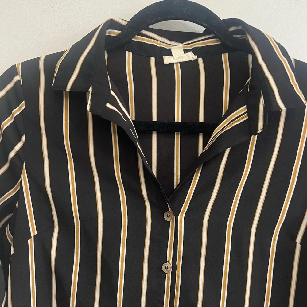 Women’s Striped Button-Down Work Top Office Business Careerwear Career Spring - Picture 4 of 7